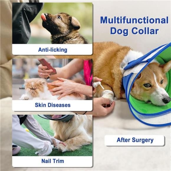 Dog Cone for Large Medium Small Dogs , Adjustable Collar, (Blue, Large) - Picture 3 of 5